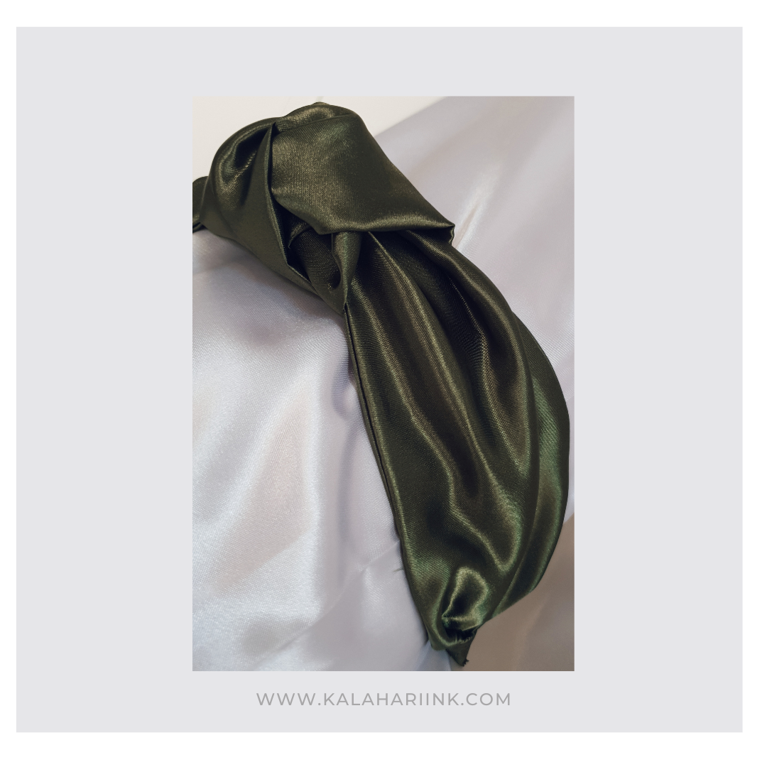 Knotted Satin Headband - FOREST GREEN