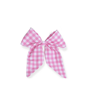 Pink Barbie Check BOW BARRETTE