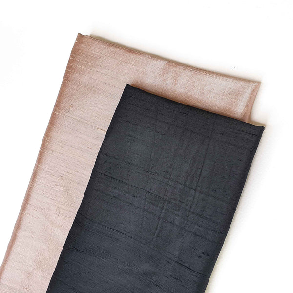 Raw Silk Scarf / Head Wrap in Black