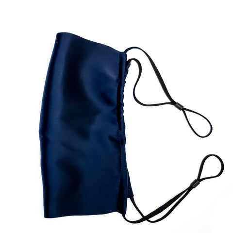 Men's Pure Silk Face Mask with Elastic Ties - MIDNIGHT NAVY