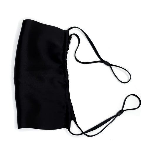 Men's Pure Silk Face Mask with Elastic Ties - BLACK